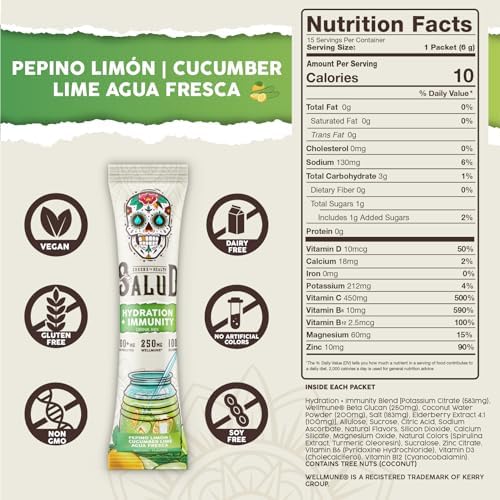 Salud 2-in-1 Hydration + Immunity Drink Mix, Cucumber Lime