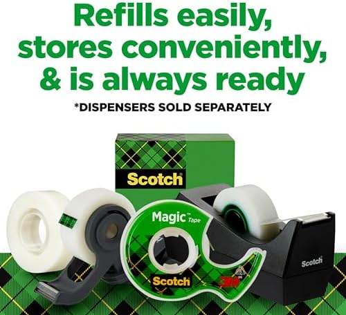Scotch Magic Tape, Invisible, 12 Rolls