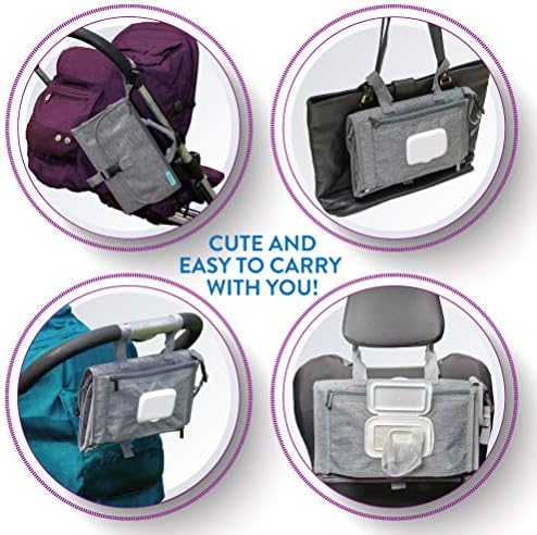 Kopi Baby Portable Diaper Changing Pad with Wipes Pocket, Classic Grey