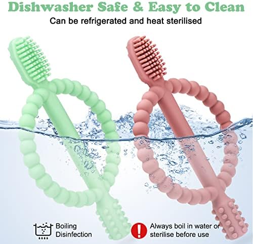 MISSLILI Baby Teething Toys with Easy-Hold Handle, Infant Toothbrush