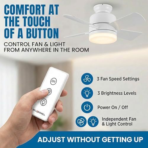 SOCKET BREEZE 15.4" Socket Fan Light Celing Fan with Remote Control