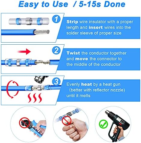Kuject Heat Shrink Solder Seal Wire Connectors Kit 200PCS