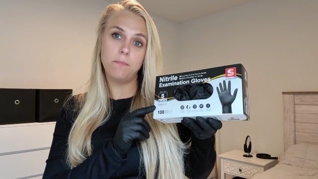 Schneider Black Nitrile Gloves, Gloves Disposable Latex Free, Powder Free