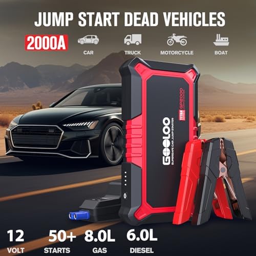 GOOLOO GP2000 Jump Starter - 12V 2000A Car Battery Jumper Starter Portable