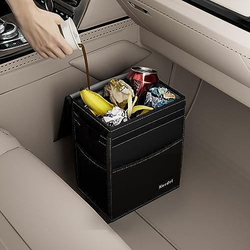 K KNODEL 2 Gallon Black Leak-Proof Waterproof Car Trash Can with Lid