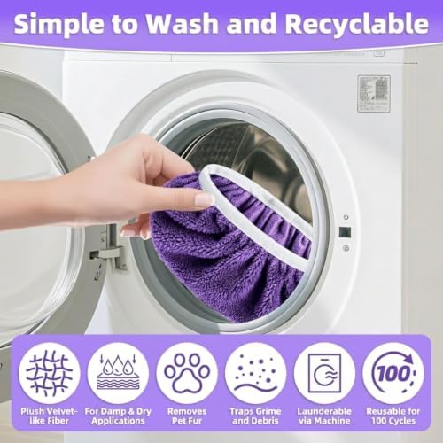 Microfiber Mop Pads - 4 Pack Reusable Washable Refills for Wet & Dry Floor Cleaning - Fits Most Standard Mops - Purple Household Cleaning Pads