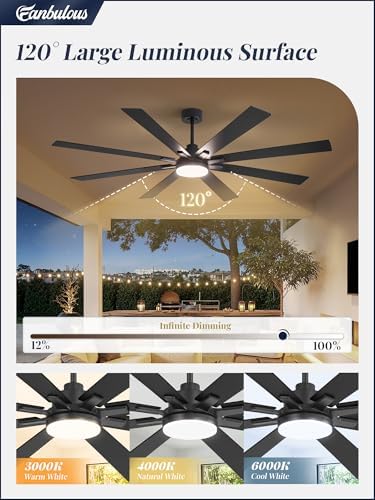 Fanbulous 72 Inch Ceiling Fans with Lights DC Motor, Remote & APP Control