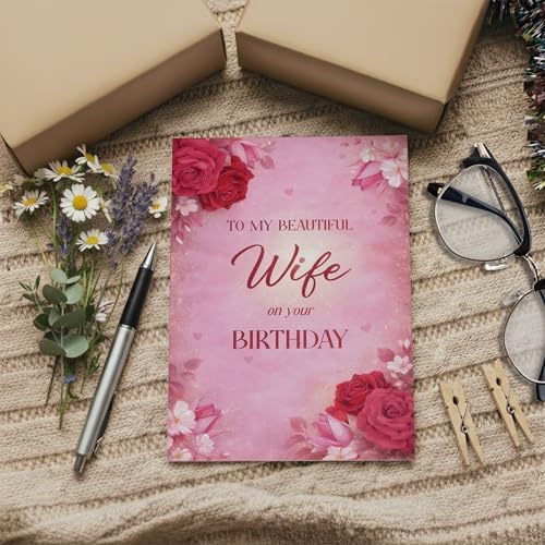 Wife Birthday Card With Printed Verse Premium A5 Size UK Made