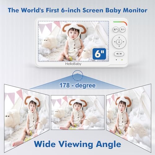 HelloBaby 6'' No WiFi Video Baby Monitor with Camera Audio, 30H Battery