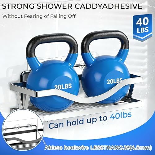 Shower Caddy Adhesive Replacement Hooks, Strong Waterproof Strips, No Drilling for Bathroom Shelves, Kitchen Racks, and Soap Holders (Transparent-14 Pack)