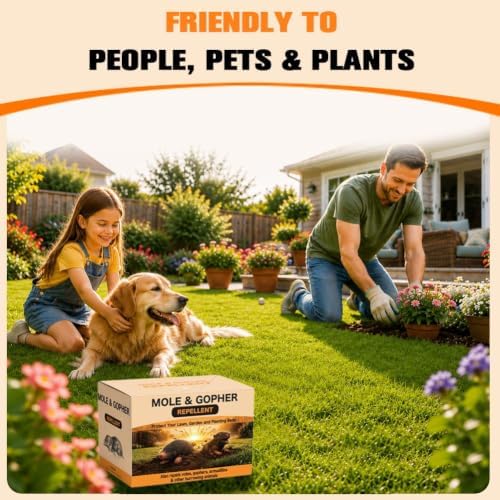 Mole Repellent, Gopher Repellent for Lawn, Groundhog Deterrent-12P