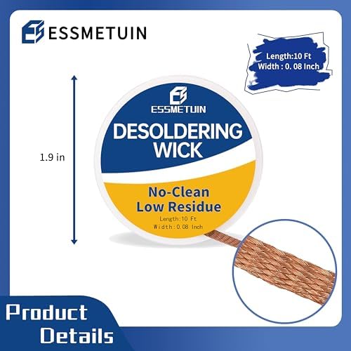 Desoldering Wick and Soldering Flux Paste for Electronics Repair, No Clean Flux(10CC), Solder Removal Kit