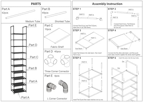 FIDUCIAL HOME 10 Tiers Vertical Shoe Rack 10 Pairs Skinny Shoe Shelf