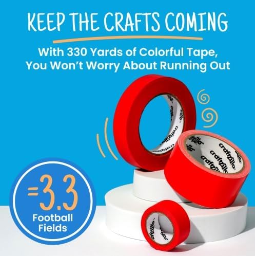 Craftzilla Colored Masking Tape 6 Rolls, 1 Inch x 55 Yads 330 Yds Total