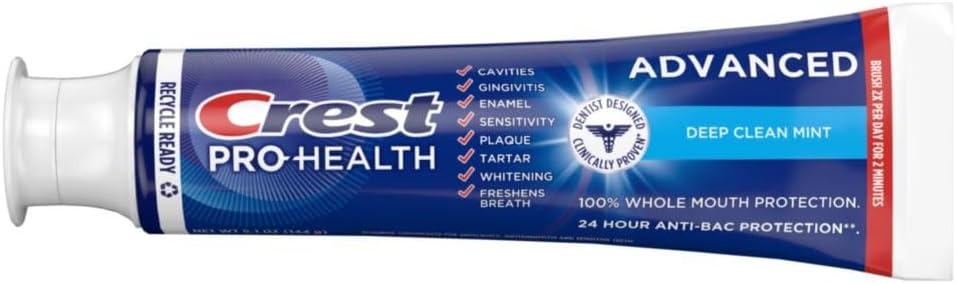 Crest Pro-Health Advanced Deep Clean Mint Toothpaste, 2 Count (Pack of 1)