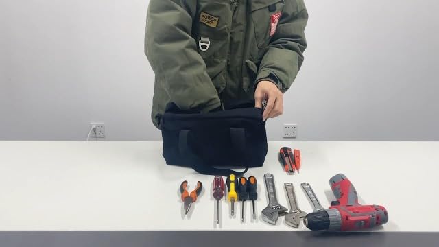 Small Tool Bag, Close Top Wide Mouth Tool Organizer Bag, Large Tool Bags