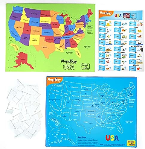 Imagimake Mapology USA Map Jigsaw Puzzle, Learn States, Capitals with Flags