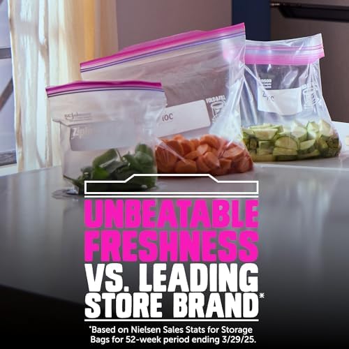 Ziploc Gallon Food Storage Bags, Stand-Up Bottom, 81 Count