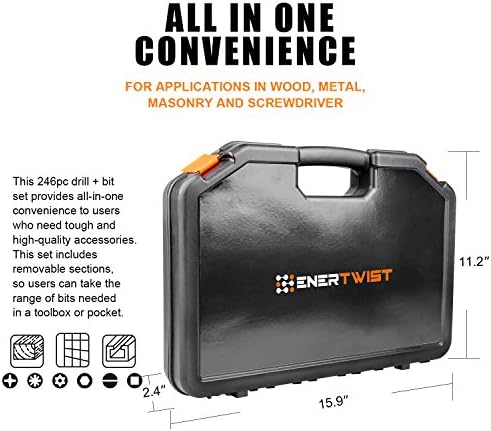 ENERTWIST Drill Bit Set, 246PCS Drill Bits, Driver Set with Portable Case