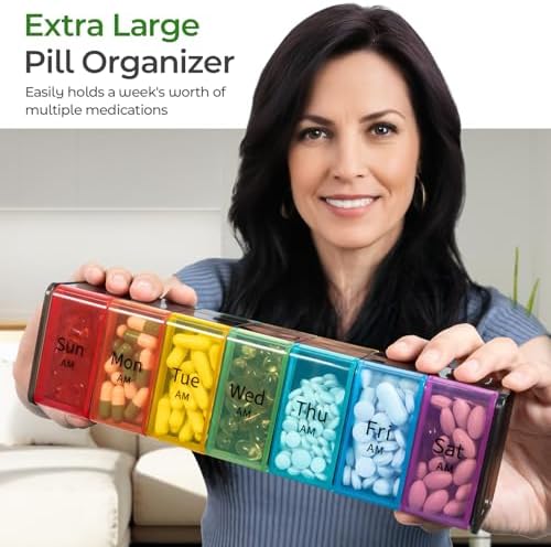 Daviky Extra Large Weekly Pill Organizer 2 Times a Day, XXL Pill Box 7 Day