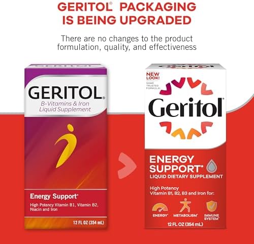 Geritol Liquid Energy Support, Iron and Vitamin Supplement, 12 Oz
