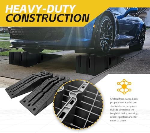 MaxxHaul 50947 Lift Stackable Vehicle Car Ramp 6500 LBS Capacity Per Pair 3250 LBS Per Ramp 2 Pack