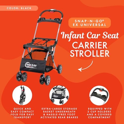 Baby Trend Snap N Go EX Foldable Universal Infant Car Seat Carrier, Black