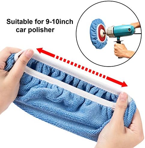 20 Pcs 9-10 Inch Microfiber Car Buffer Pads Polisher Bonnet Buffing Cover