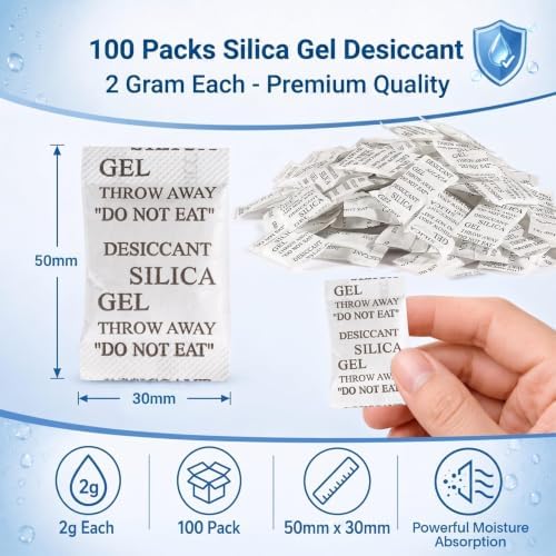 Sukh 100PCS Silica Gel Packets - 2g Desiccant Beads Moisture Absorbers
