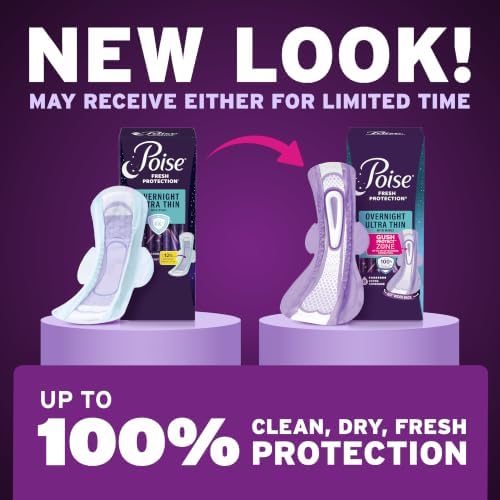 Poise Ultra Thin Incontinence Pads for Women, 8 Drop, Wings, Long, 60 ct