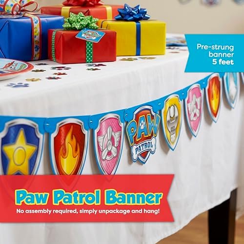 Paw Patrol Tablecloth and Paw Patrol Birthday Banner - Party Decorations