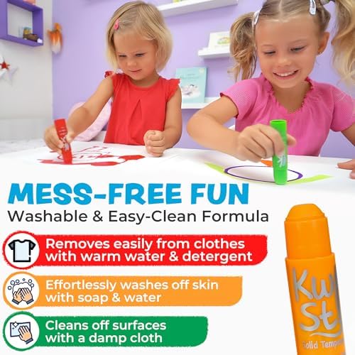 Kwik Stix Solid Tempera Paint Sticks, 24 Colors, Washable Paint Sticks for Kids, Non-Toxic, Quick Drying, Allergen Free, Comes in Classic, Metallic, & Neon Colors, Ideal for Kids and Toddlers