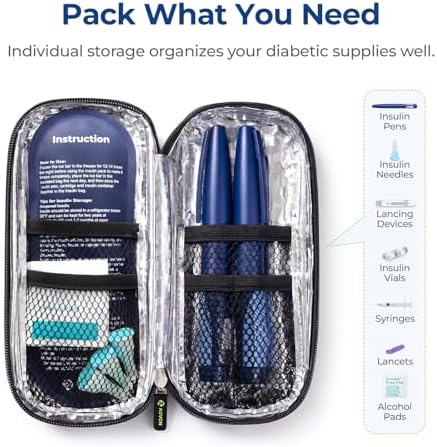 AUVON Lightweight Insulin Cooler Travel Case, 3-Layer Thickened Insulation
