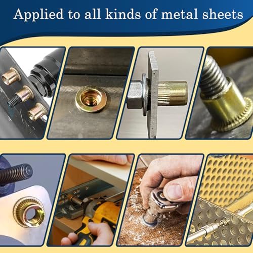 1/4-20 Rivet Nut,115Pcs Zinc Plated Threaded Inserts Rivnuts