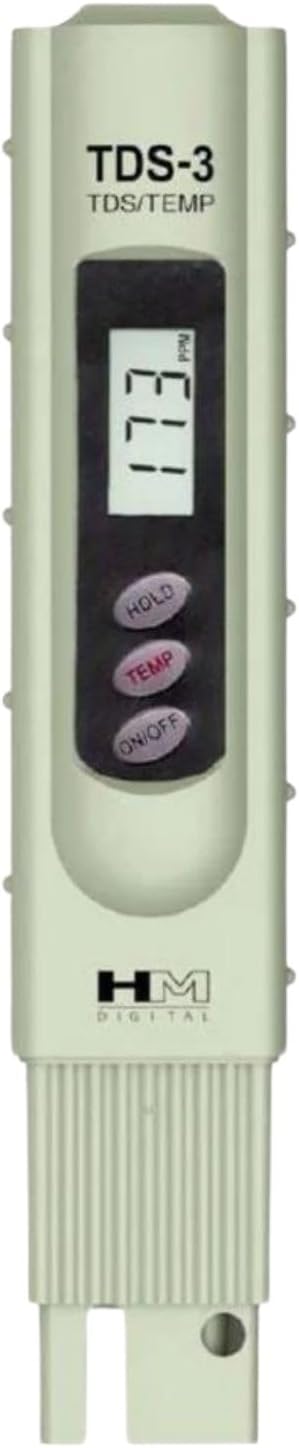 HM Digital TDS-3 Handheld TDS Meter With Carrying Case, 0 - 9990 ppm TDS Measurement Range, 1 ppm Resolution, +/- 2% Readout Accuracy