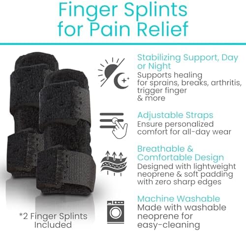 Vive Finger Splint (2 Pack) - Universal Finger Straightener - Broken