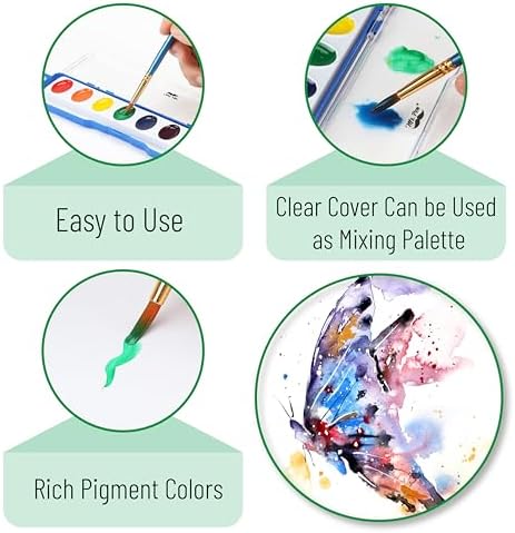 Mr. Pen- Washable Watercolors, 2 Pack, 8 Colors with Paint Brush