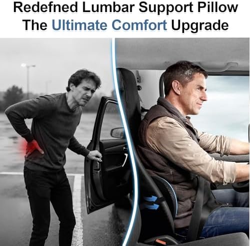 BYMECOST Lumbar Support Pillow for Car, Ergonomic Back Cushion