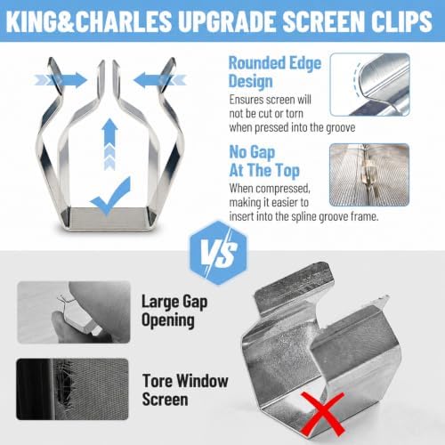 King&Charles Window Screen Replacement, 6in1 Window Screen Door Repair Kit
