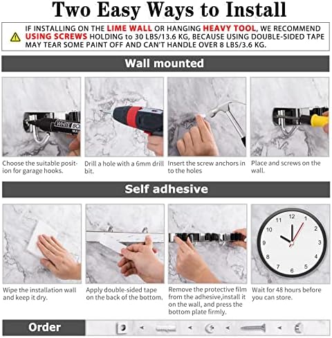 AceMining Broom Holder Wall Mount, 5 Racks 4 Hooks Heavy Duty Mop Organizer