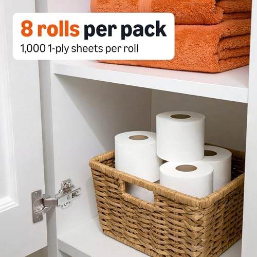 Amazon Basics 1000 Sheet 1-Ply Bath Tissue, 8 Rolls, Septic Safe