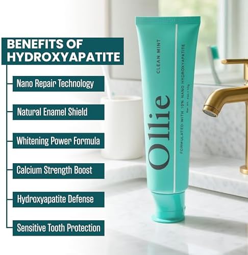 Ollie Fluoride Free 10% Nano Hydroxyapatite Toothpaste, Clean Mint, 1 Pack