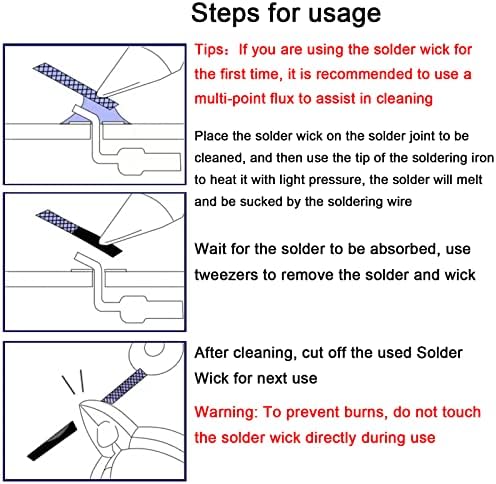 solder wick braid 10ft Length Desoldering Wick Braid Remover Tool Solder Sucker 1 piece No-Clean soldering Wick Wire Roll and Disassemble Electrical Components