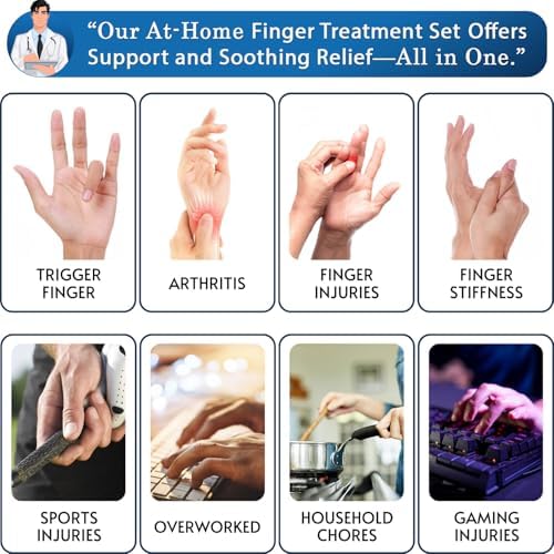 Simplation Trigger Finger Splint and Ice Pack (2+2 Set) for Pain Relief