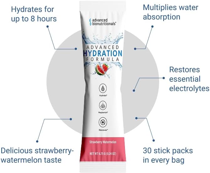 Advanced Hydration Formula | Electrolyte Drink Mix Packets | 30 Sticks