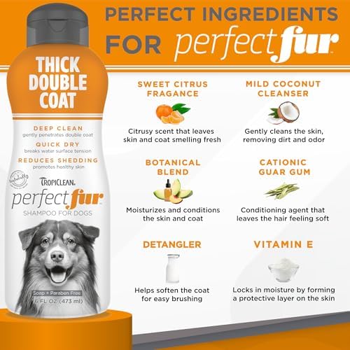 TropiClean Perfect Fur Detangling & Deshedding Shampoo, 16oz
