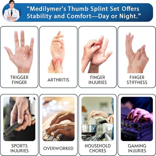 Thumb Splint (2 Pack) Trigger Thumb Splint, Thumb Brace for Pain Relief
