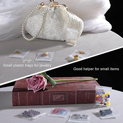 Mini Plastic Bags, 400pcs 2" x 2" Transparent Reusable Zipper Storage Bags for Jewelry, Candy, Coins