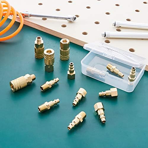 Amazon Basics Quick Connect Brass Air Coupler and Plug Kit, 1/4-Inch NPT Fittings, Air Compressor Accessories, 14 Count