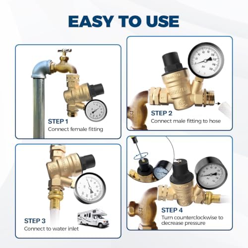 RVGUARD RV Water Pressure Regulator Valve, CSA Approved, Lead-Free Brass